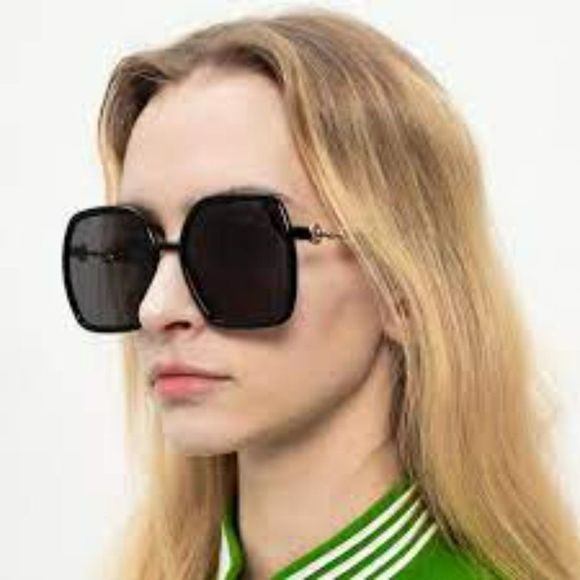 Gucci  GG0890S 001 Sunglasses Black Gray Square Women - Picture 1 of 12